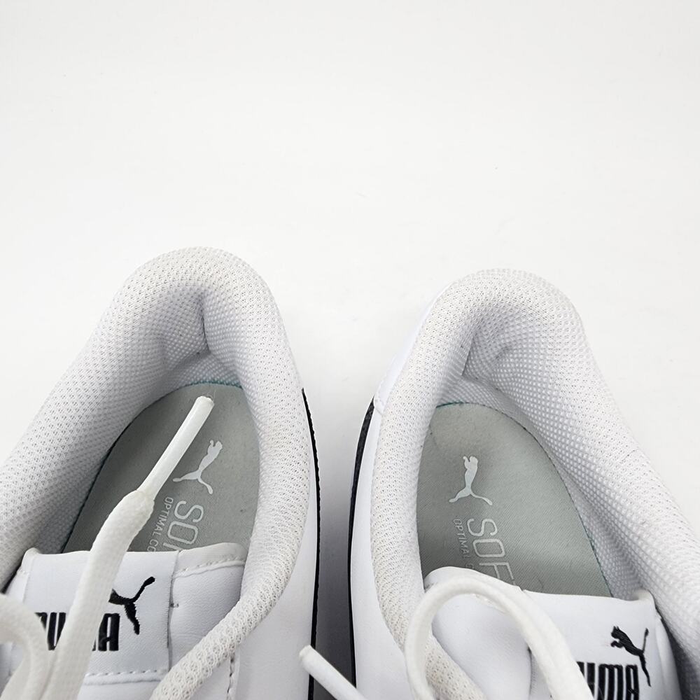 Puma Sneakers Men 10.5 Smash V2 White Leather Black Stripe Low Top 365215-01 - Picture 10 of 11